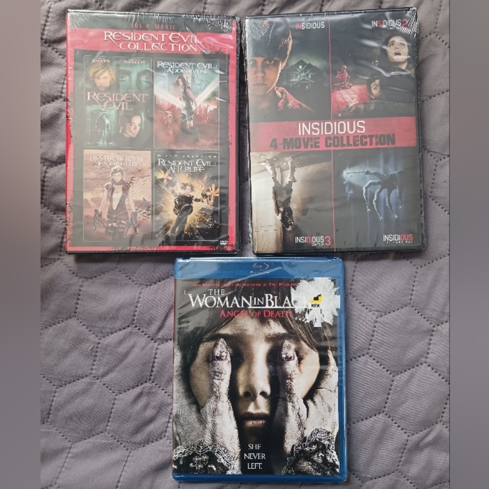 3 Horror Movie Lot: Insidious Series, Resident Evil Series, Woman In Black 2 New